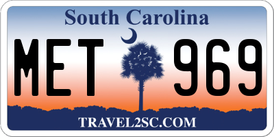 SC license plate MET969