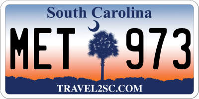 SC license plate MET973