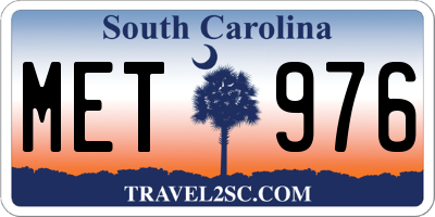 SC license plate MET976