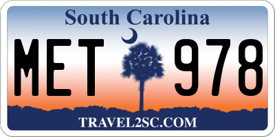 SC license plate MET978