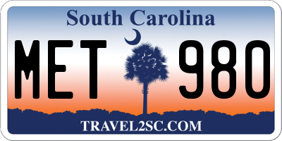 SC license plate MET980