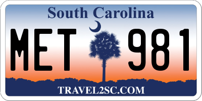 SC license plate MET981