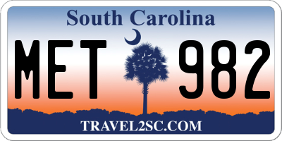 SC license plate MET982