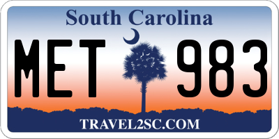 SC license plate MET983