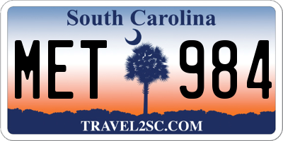 SC license plate MET984