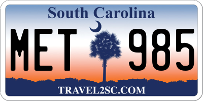 SC license plate MET985