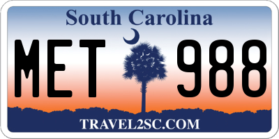 SC license plate MET988