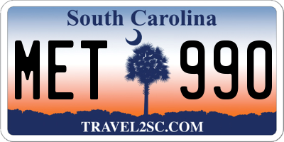 SC license plate MET990