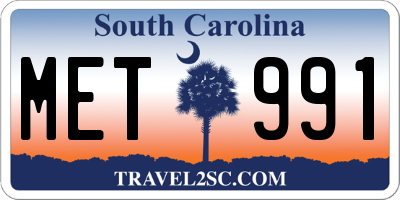SC license plate MET991