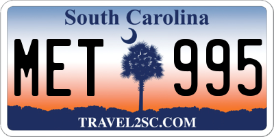 SC license plate MET995