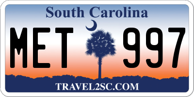 SC license plate MET997