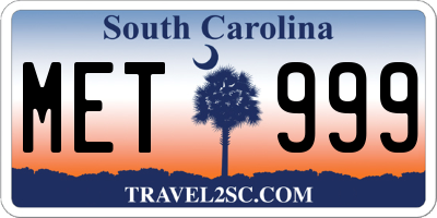 SC license plate MET999