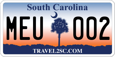 SC license plate MEU002