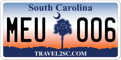 SC license plate MEU006