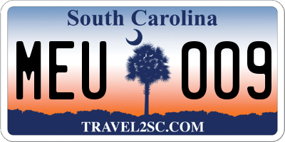 SC license plate MEU009