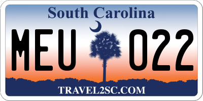 SC license plate MEU022