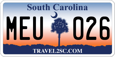 SC license plate MEU026