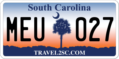 SC license plate MEU027