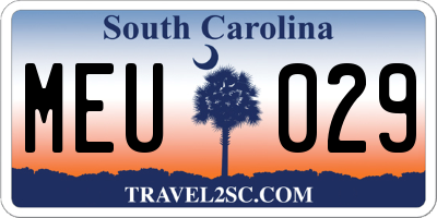 SC license plate MEU029