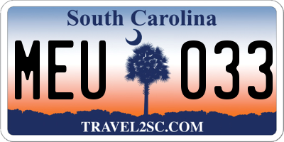 SC license plate MEU033