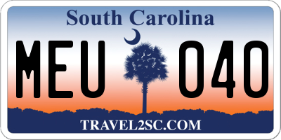 SC license plate MEU040