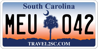 SC license plate MEU042