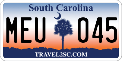 SC license plate MEU045