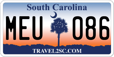 SC license plate MEU086