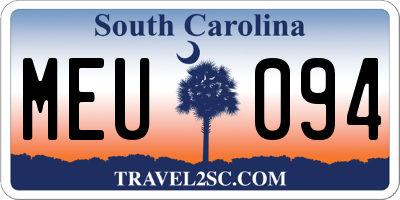 SC license plate MEU094