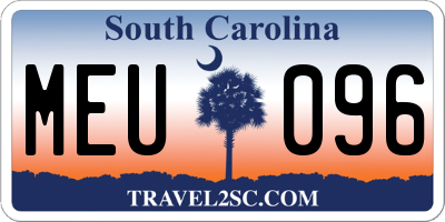 SC license plate MEU096