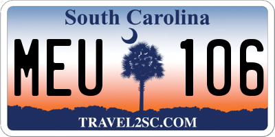 SC license plate MEU106