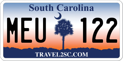 SC license plate MEU122