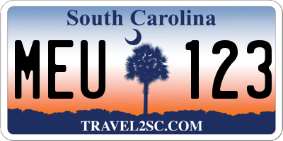 SC license plate MEU123