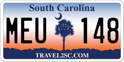 SC license plate MEU148