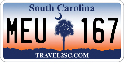 SC license plate MEU167