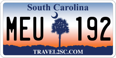 SC license plate MEU192