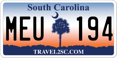 SC license plate MEU194