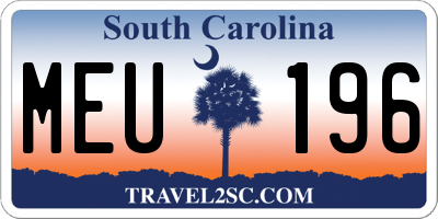 SC license plate MEU196