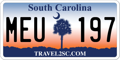 SC license plate MEU197
