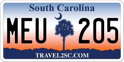 SC license plate MEU205