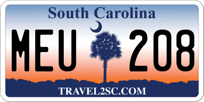 SC license plate MEU208