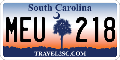 SC license plate MEU218