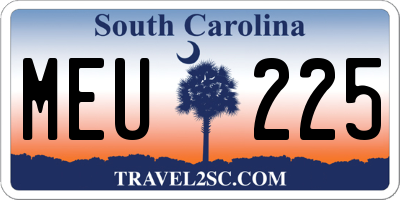 SC license plate MEU225