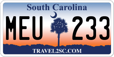 SC license plate MEU233