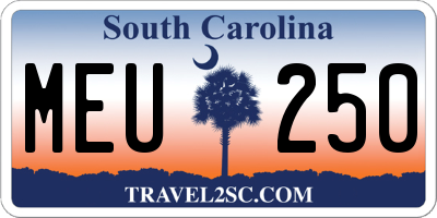 SC license plate MEU250