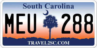 SC license plate MEU288