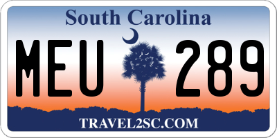 SC license plate MEU289