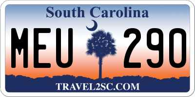 SC license plate MEU290