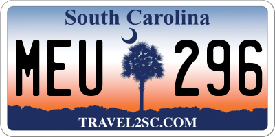 SC license plate MEU296