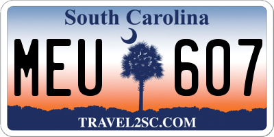 SC license plate MEU607